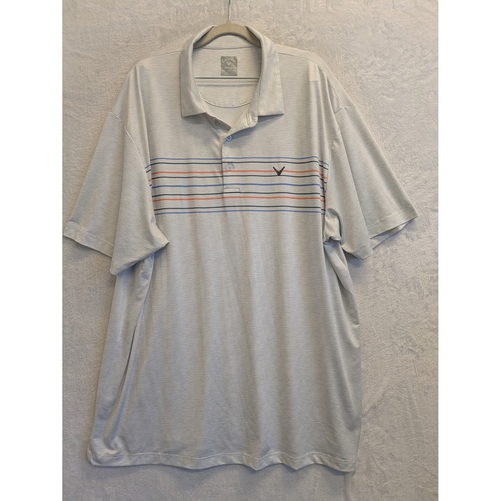 Callaway Opti‎ Dry Mens XXL EE G TTG Golf Polo Shirt Heathered Stripes